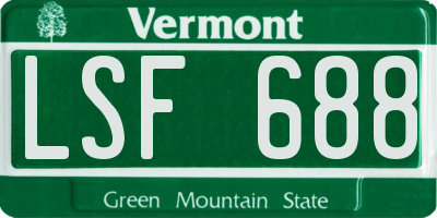 VT license plate LSF688