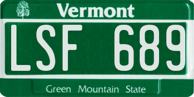 VT license plate LSF689