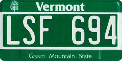 VT license plate LSF694