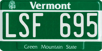 VT license plate LSF695
