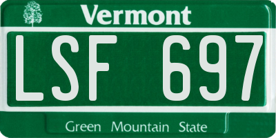 VT license plate LSF697