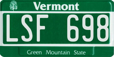VT license plate LSF698