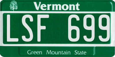 VT license plate LSF699