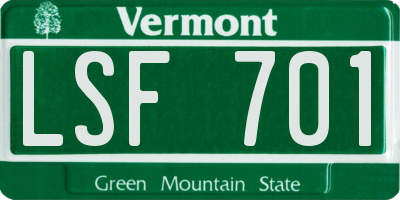VT license plate LSF701