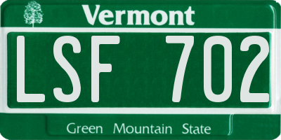 VT license plate LSF702