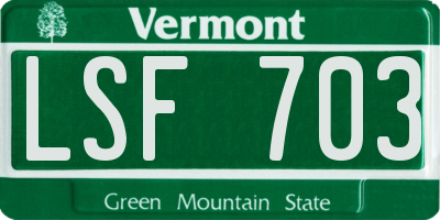 VT license plate LSF703