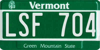 VT license plate LSF704