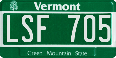 VT license plate LSF705