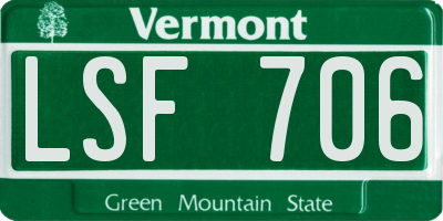 VT license plate LSF706