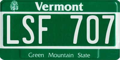 VT license plate LSF707
