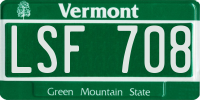 VT license plate LSF708