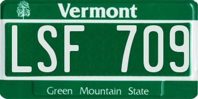 VT license plate LSF709