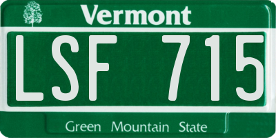 VT license plate LSF715