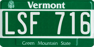 VT license plate LSF716