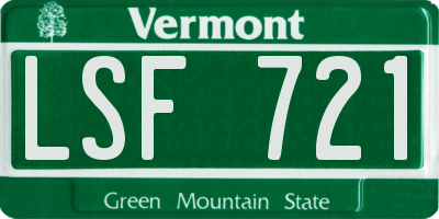 VT license plate LSF721