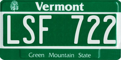 VT license plate LSF722