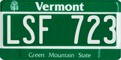VT license plate LSF723