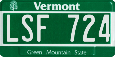 VT license plate LSF724