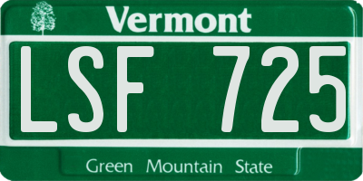 VT license plate LSF725