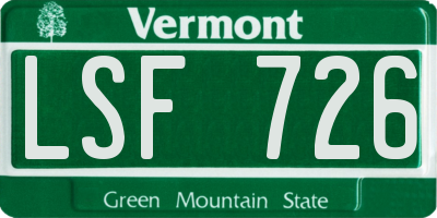 VT license plate LSF726