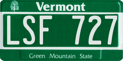 VT license plate LSF727