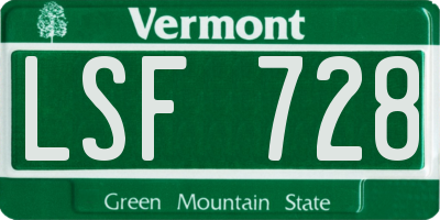VT license plate LSF728