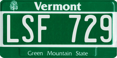 VT license plate LSF729