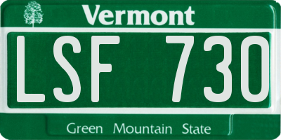 VT license plate LSF730