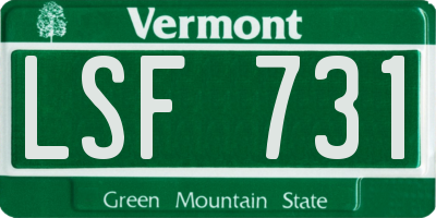 VT license plate LSF731