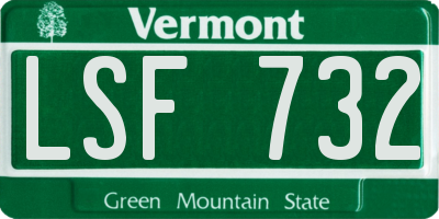 VT license plate LSF732