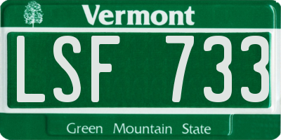 VT license plate LSF733