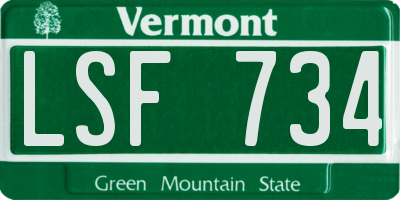 VT license plate LSF734