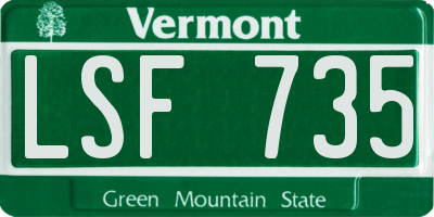 VT license plate LSF735