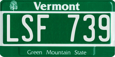 VT license plate LSF739