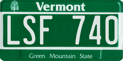 VT license plate LSF740