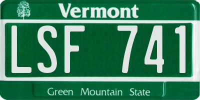 VT license plate LSF741