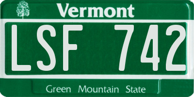 VT license plate LSF742