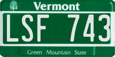 VT license plate LSF743