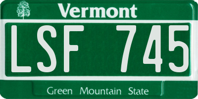VT license plate LSF745