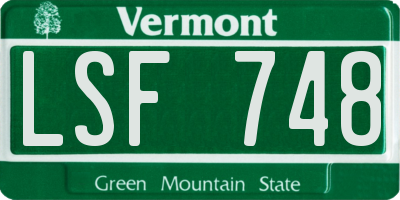VT license plate LSF748