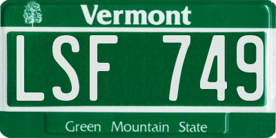 VT license plate LSF749
