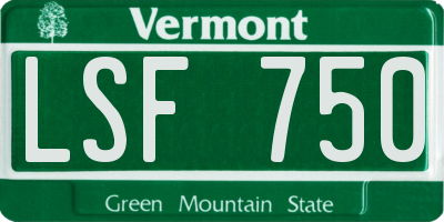 VT license plate LSF750