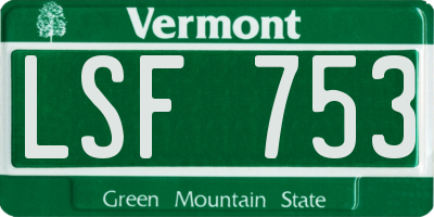 VT license plate LSF753