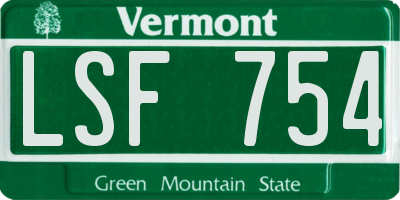 VT license plate LSF754