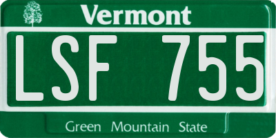 VT license plate LSF755