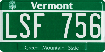 VT license plate LSF756
