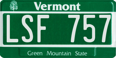 VT license plate LSF757