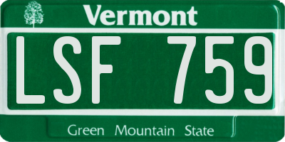 VT license plate LSF759
