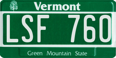 VT license plate LSF760