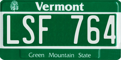 VT license plate LSF764